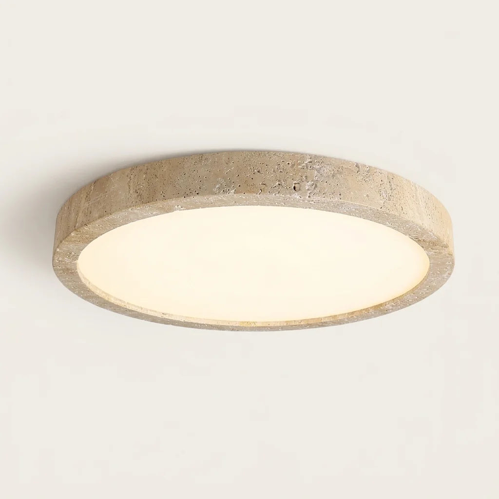 Plafonnier LED en travertin à bord arrondi