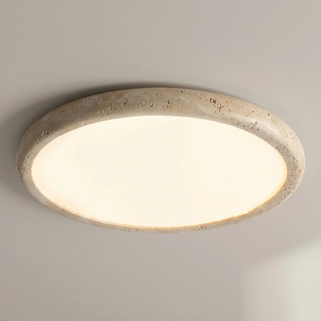 Plafonnier LED en travertin à bord arrondi