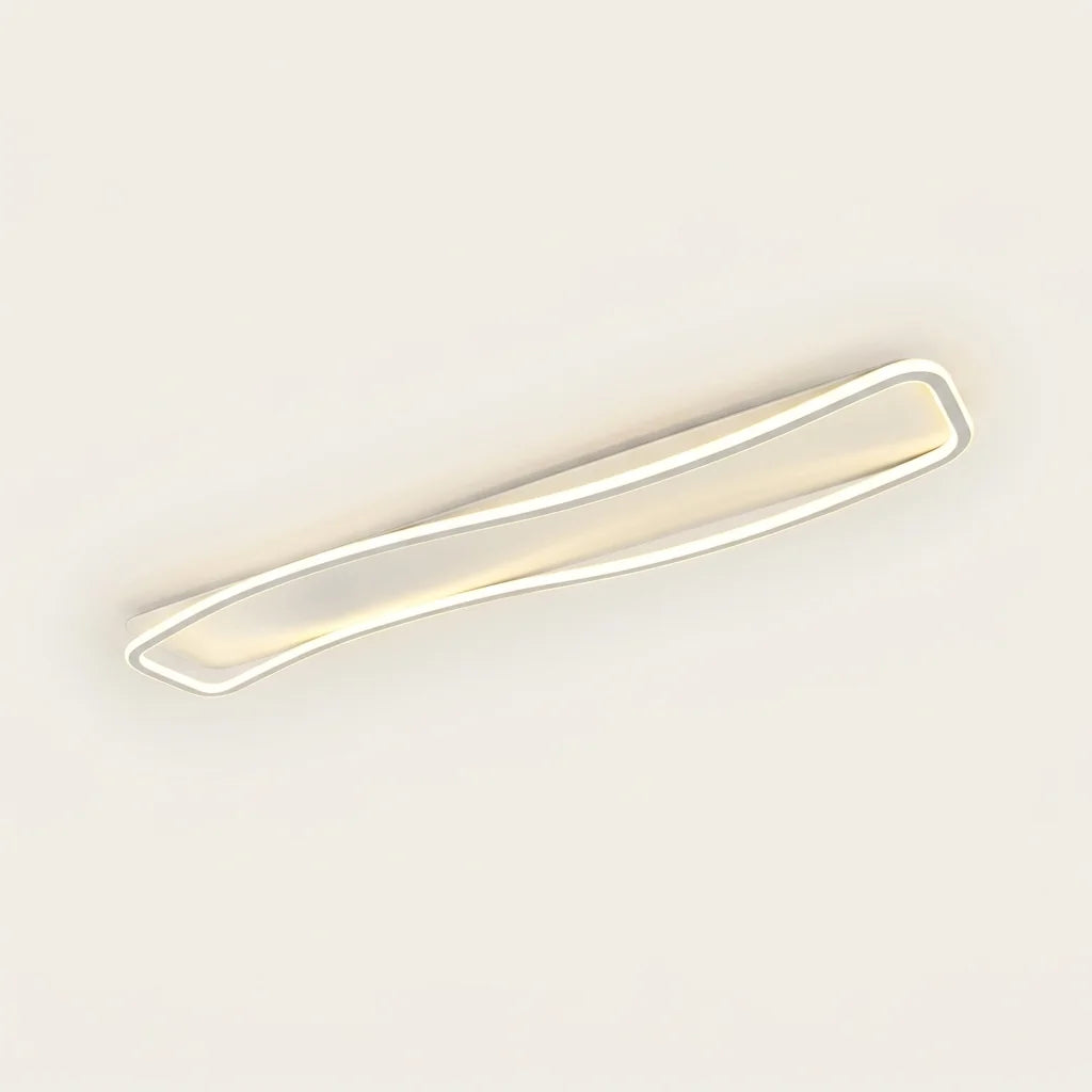Plafonnier LED allongé à cadre ondulé, blanc