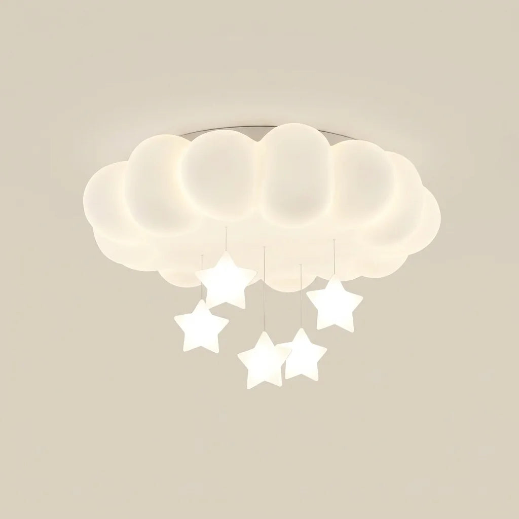 Plafonnier nuage blanc avec étoiles suspendues