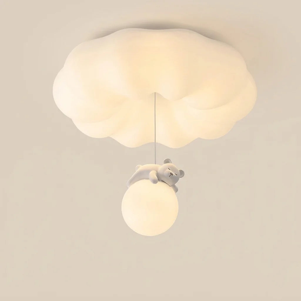 Plafonnier nuage avec ourson polaire sur une lune lumineuse