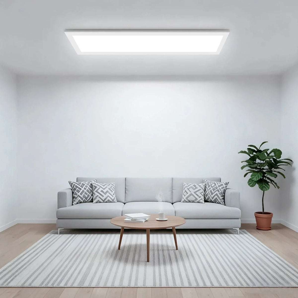 Panneau LED dans un salon lumineux