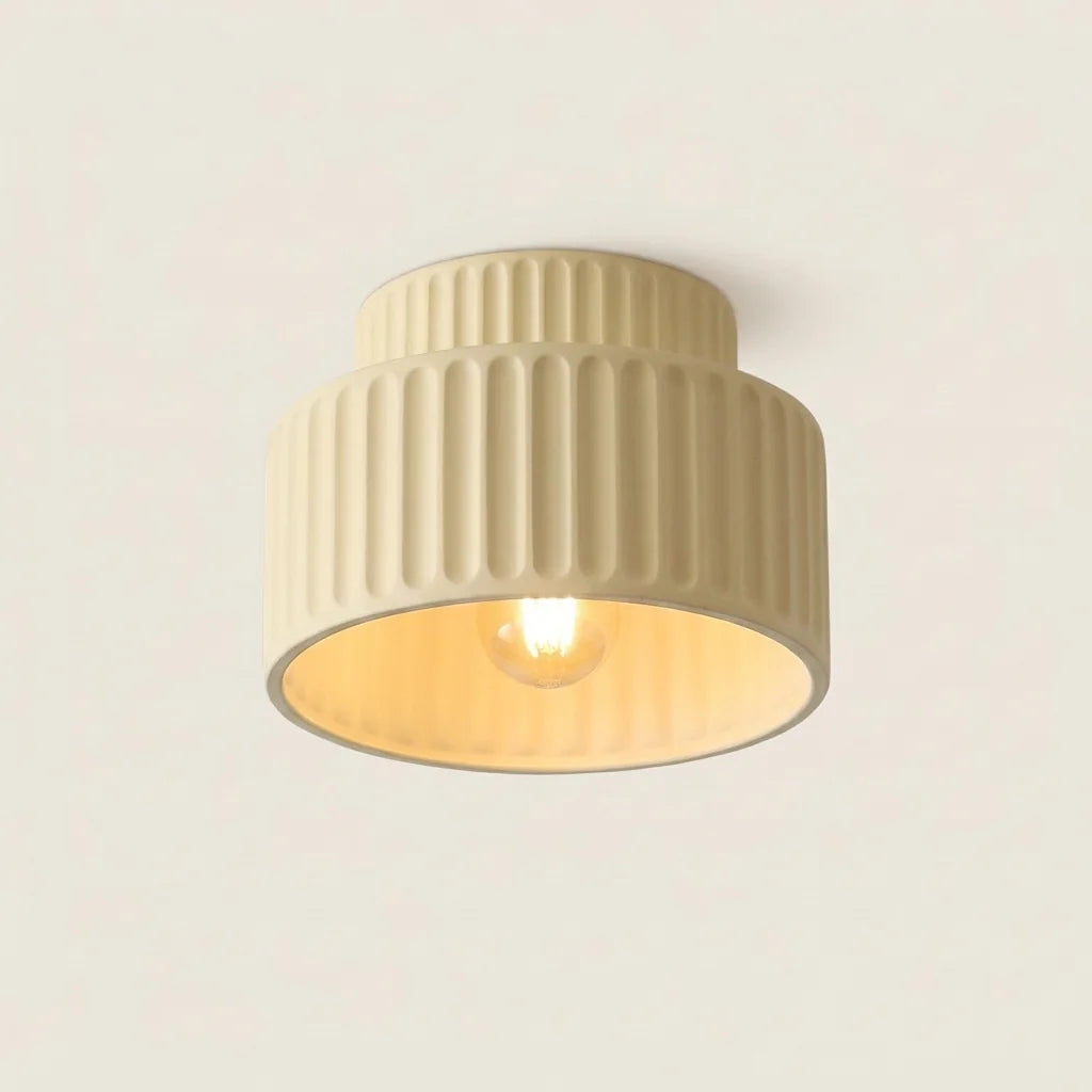 Plafonnier en résine nervurée beige