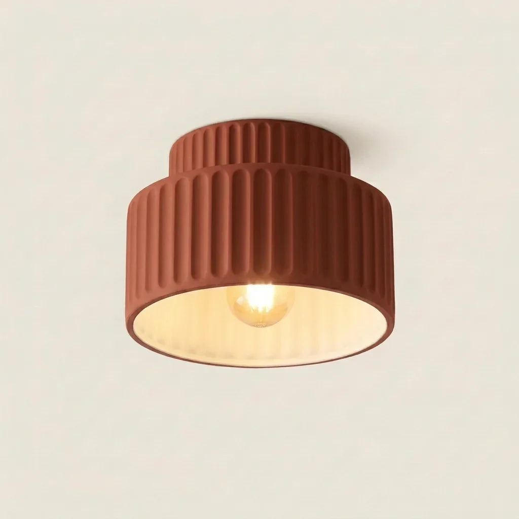Plafonnier en résine nervurée terracotta