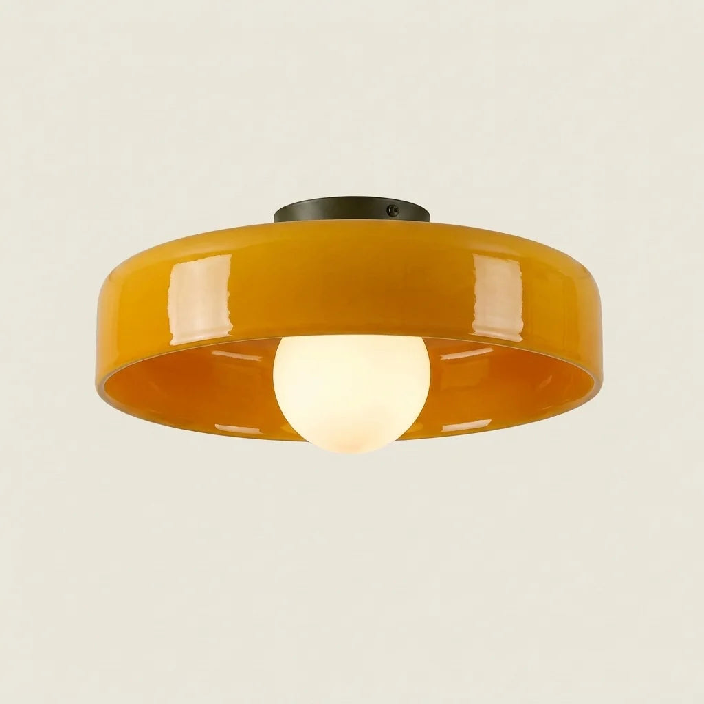 Plafonnier rétro à coupe en verre orange