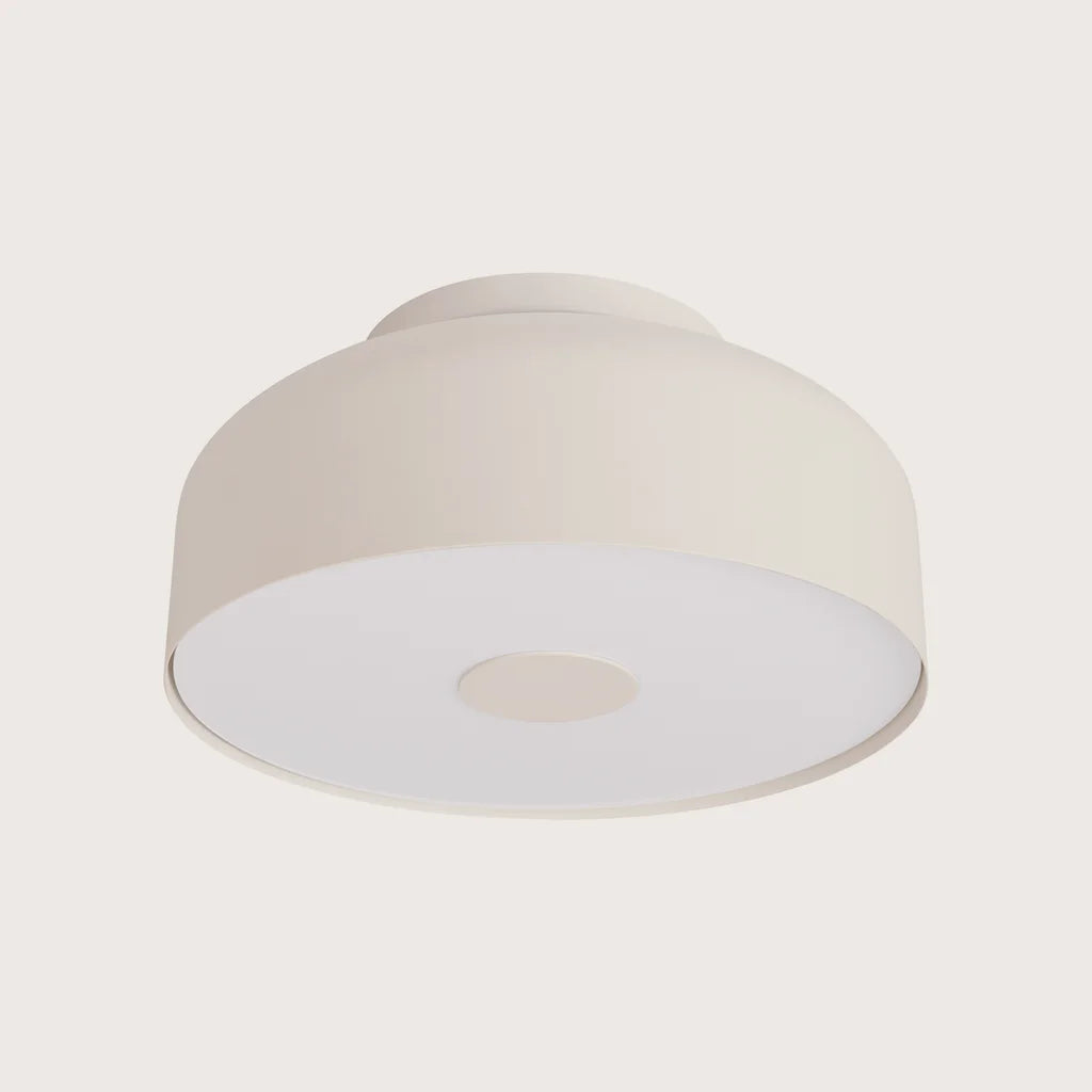 Plafonnier rond arrondi à diffuseur laiteux, coloris beige