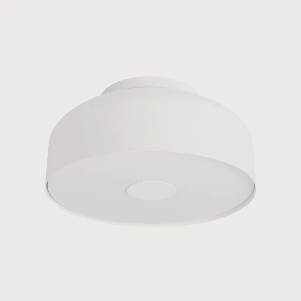 Plafonnier rond arrondi à diffuseur laiteux, coloris blanc