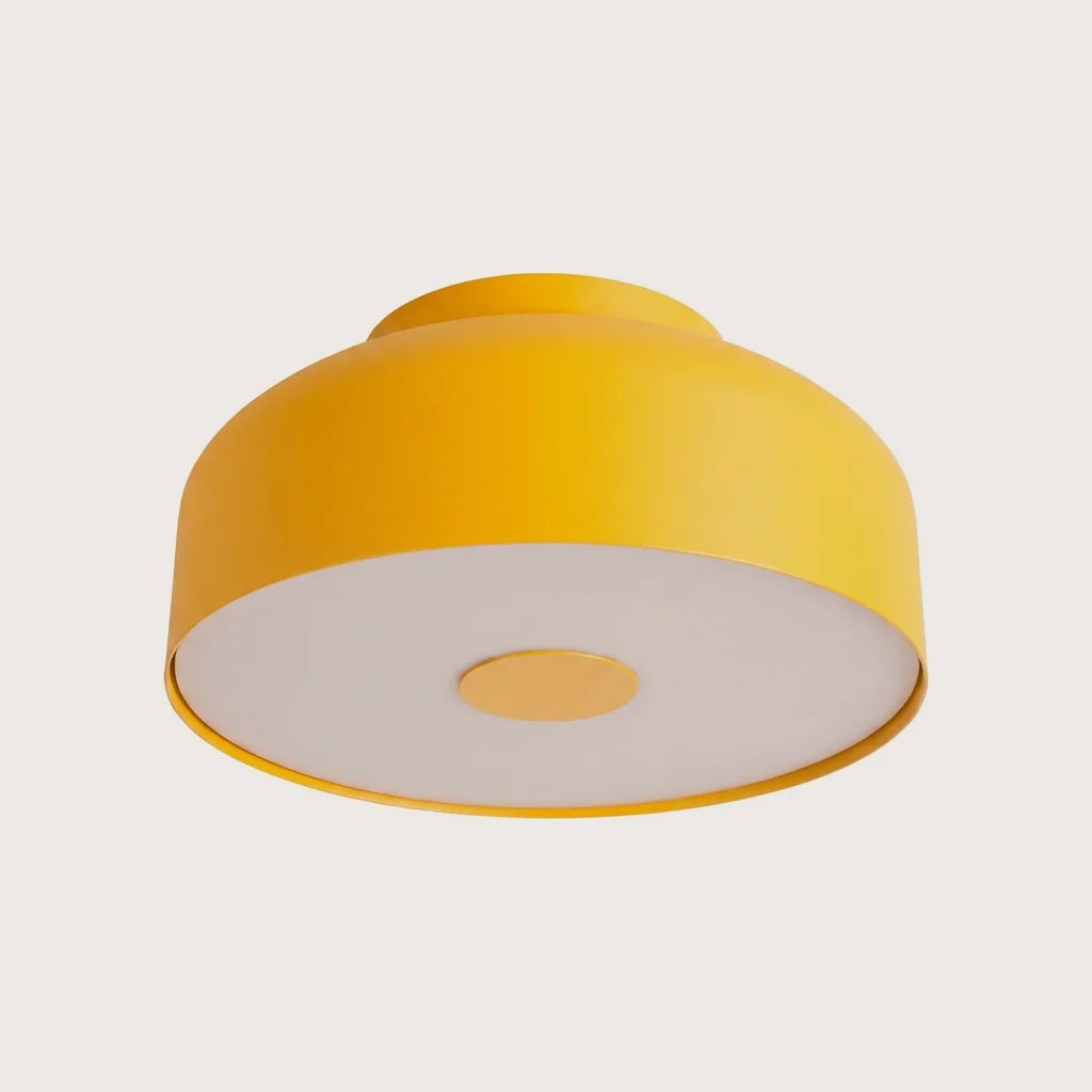 Plafonnier rond arrondi à diffuseur laiteux, coloris jaune