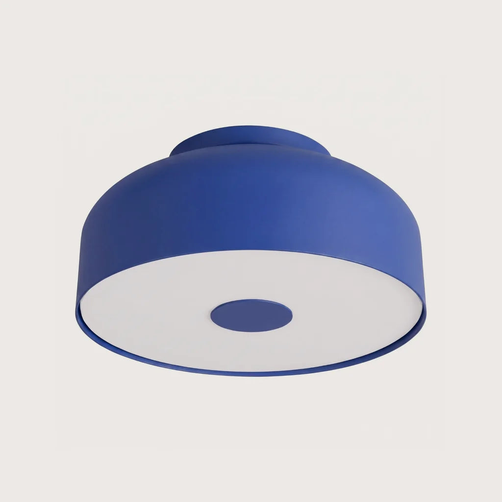 Plafonnier rond arrondi à diffuseur laiteux, coloris outremer