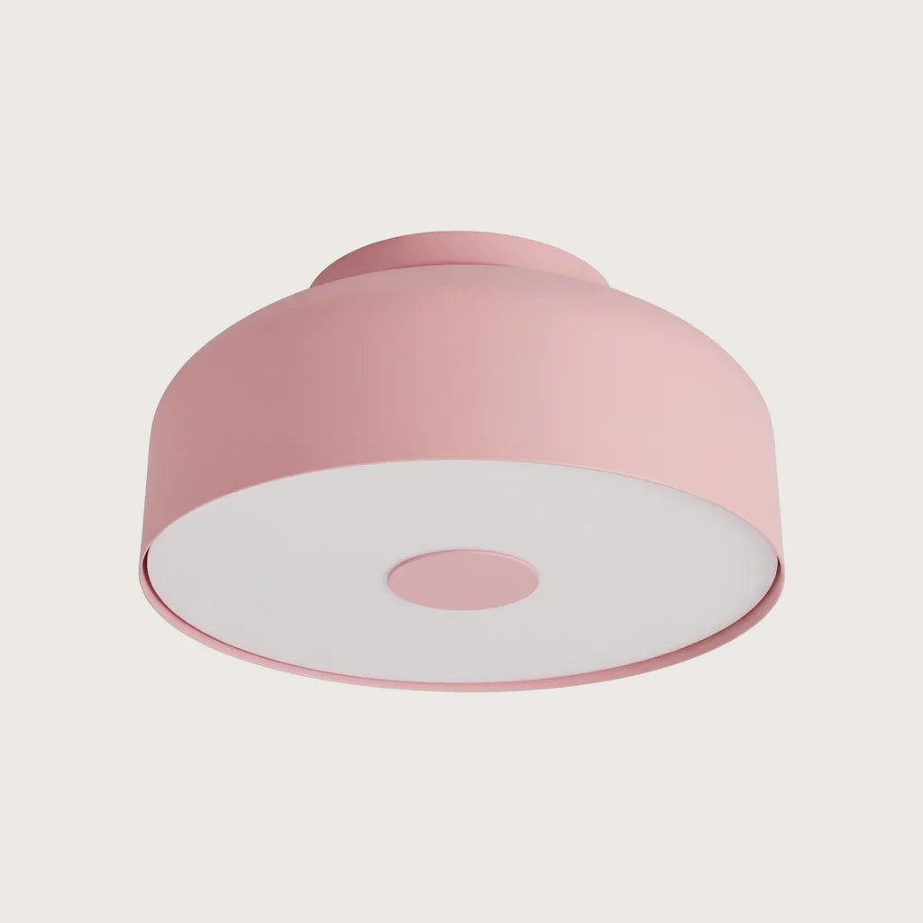 Plafonnier rond arrondi à diffuseur laiteux, coloris rose