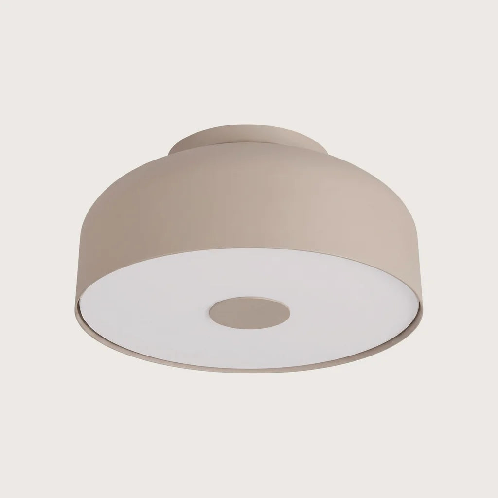 Plafonnier rond arrondi à diffuseur laiteux, coloris taupe