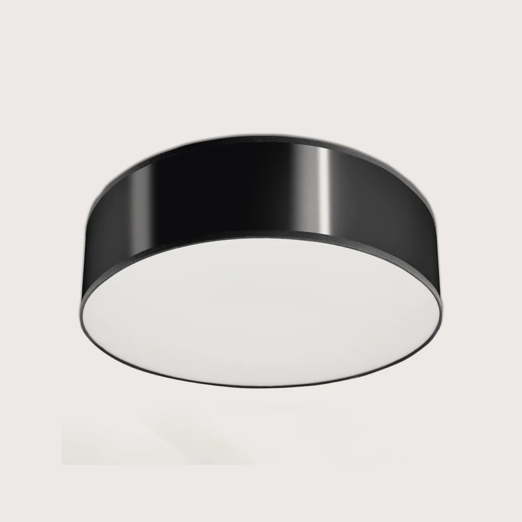 Plafonnier rond cylindrique blanc ou noir, coloris noir (Ø 35 cm)