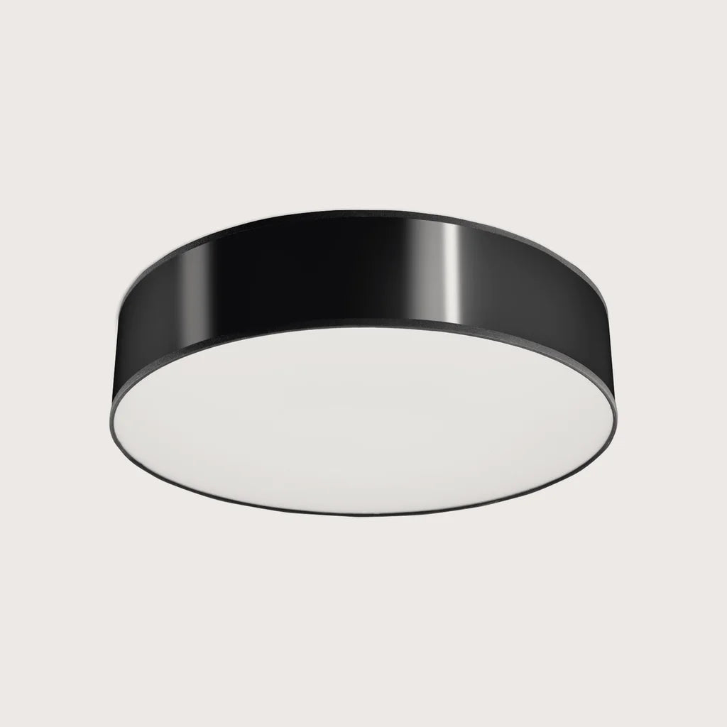 Plafonnier rond cylindrique blanc ou noir, coloris noir (Ø 45 cm)