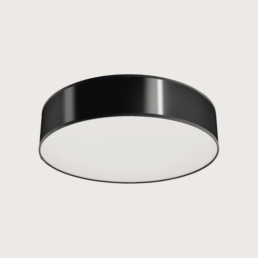 Plafonnier rond cylindrique blanc ou noir, coloris noir (Ø 55 cm)