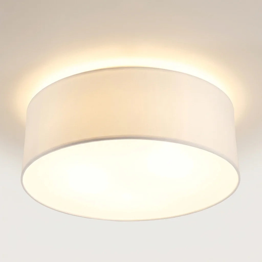 Plafonnier rond cylindrique blanc ou noir allumé