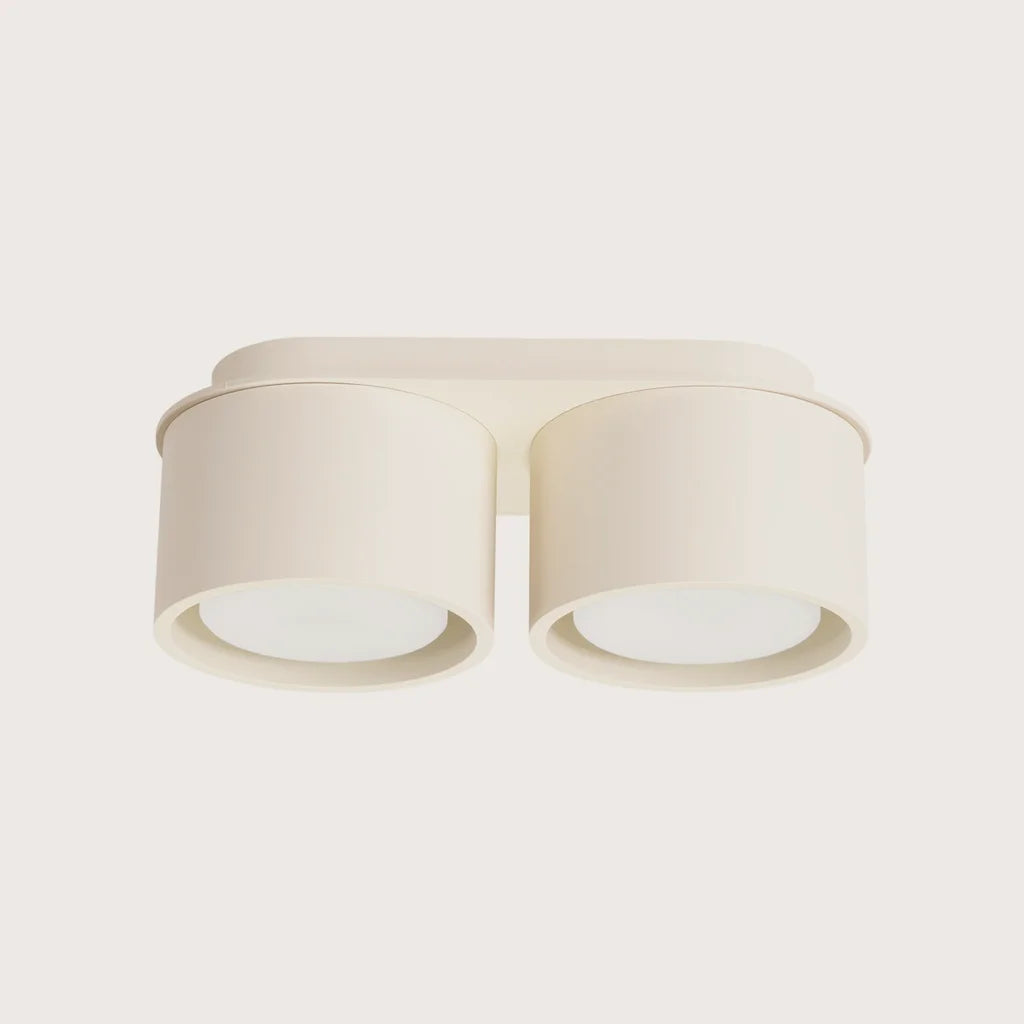 Plafonnier rond extra-plat en aluminium, coloris beige (2 lumières)