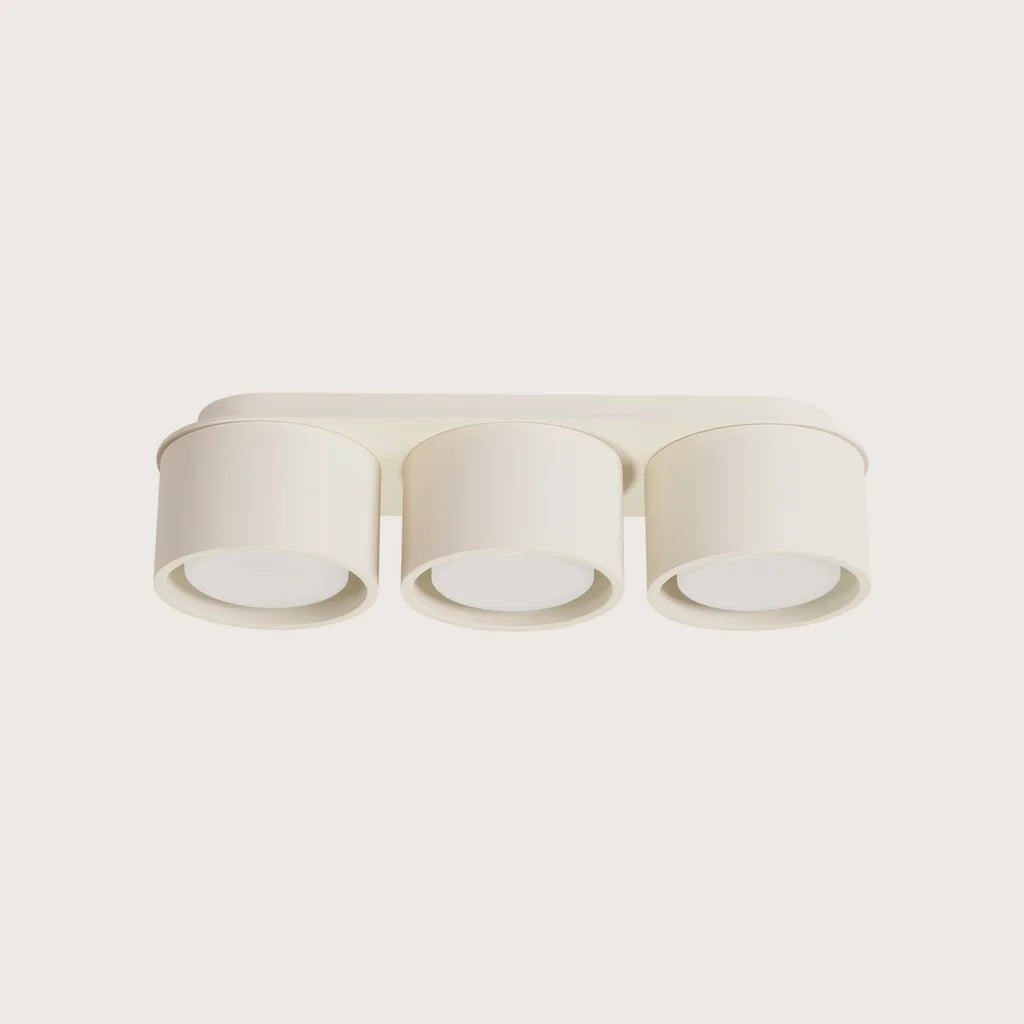 Plafonnier rond extra-plat en aluminium, coloris beige (3 lumières)