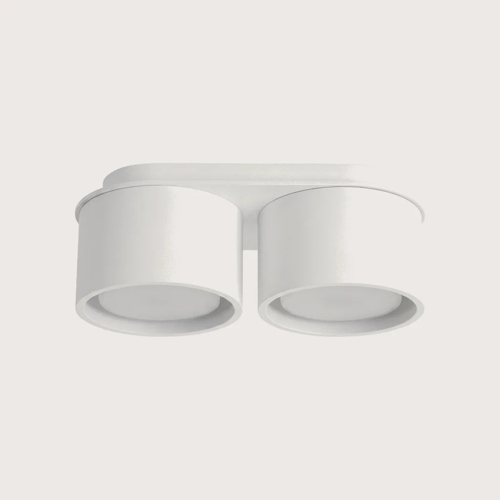 Plafonnier rond extra-plat en aluminium, coloris blanc (2 lumières)