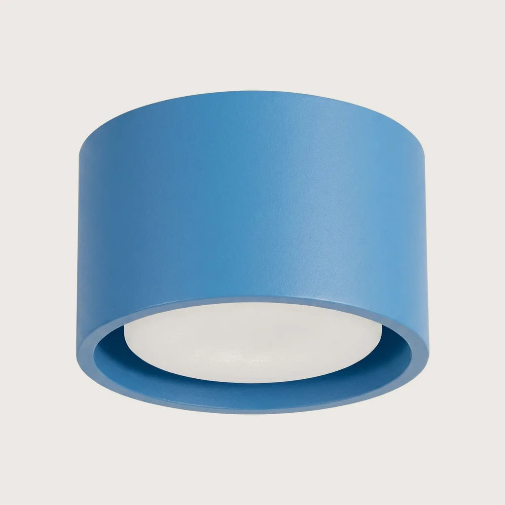 Plafonnier rond extra-plat en aluminium, coloris bleu clair (1 lumière)