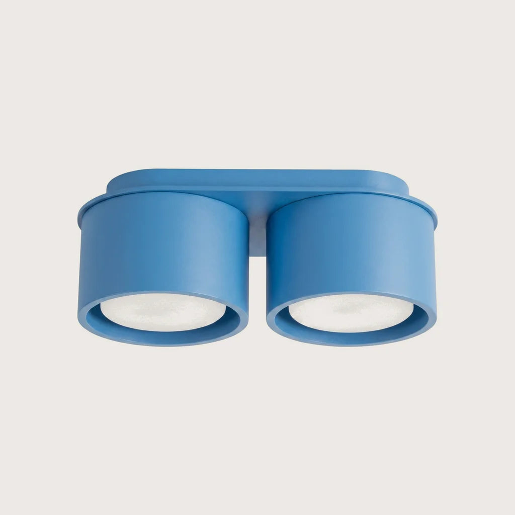 Plafonnier rond extra-plat en aluminium, coloris bleu clair (2 lumières)