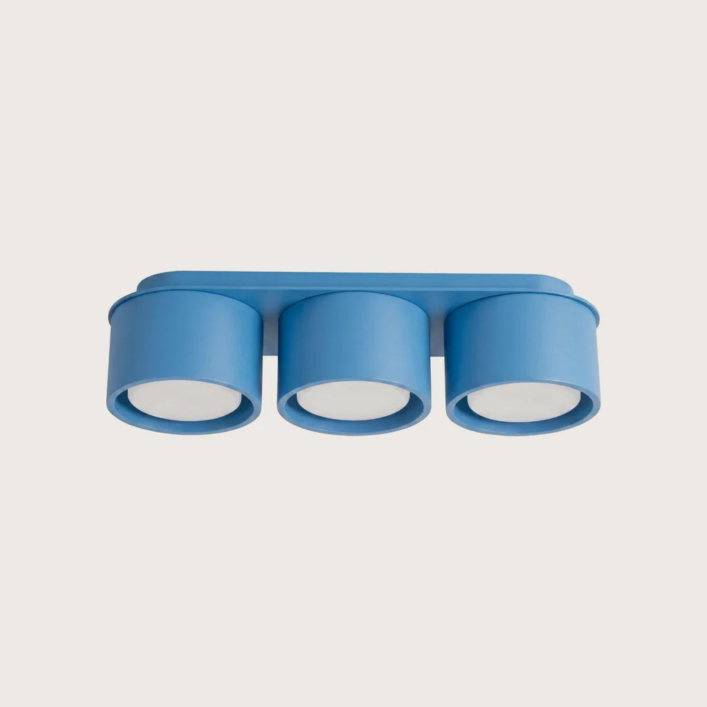 Plafonnier rond extra-plat en aluminium, coloris bleu clair (3 lumières)
