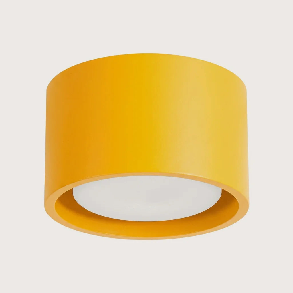 Plafonnier rond extra-plat en aluminium, coloris jaune (1 lumière)