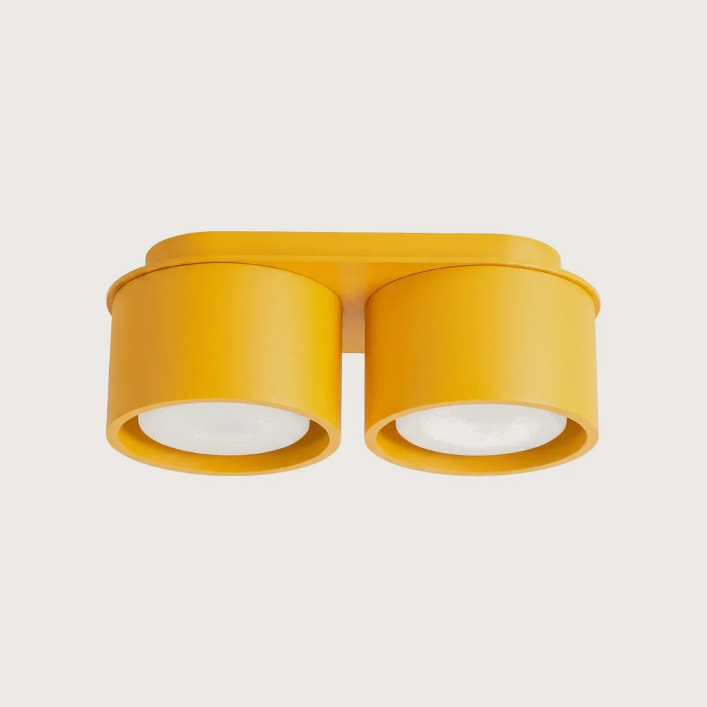 Plafonnier rond extra-plat en aluminium, coloris jaune (2 lumières)