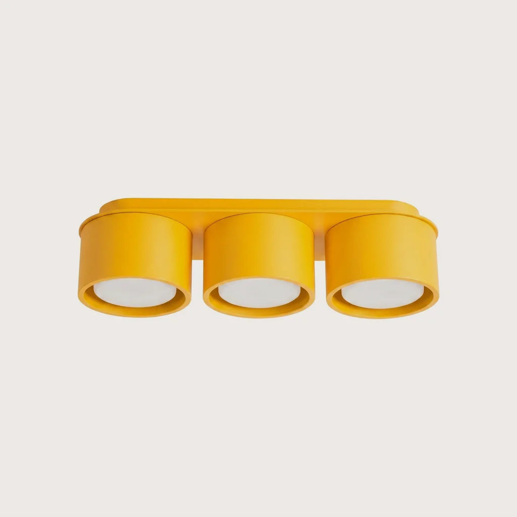 Plafonnier rond extra-plat en aluminium, coloris jaune (3 lumières)