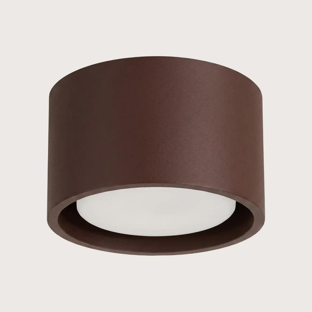 Plafonnier rond extra-plat en aluminium, coloris marron (1 lumière)