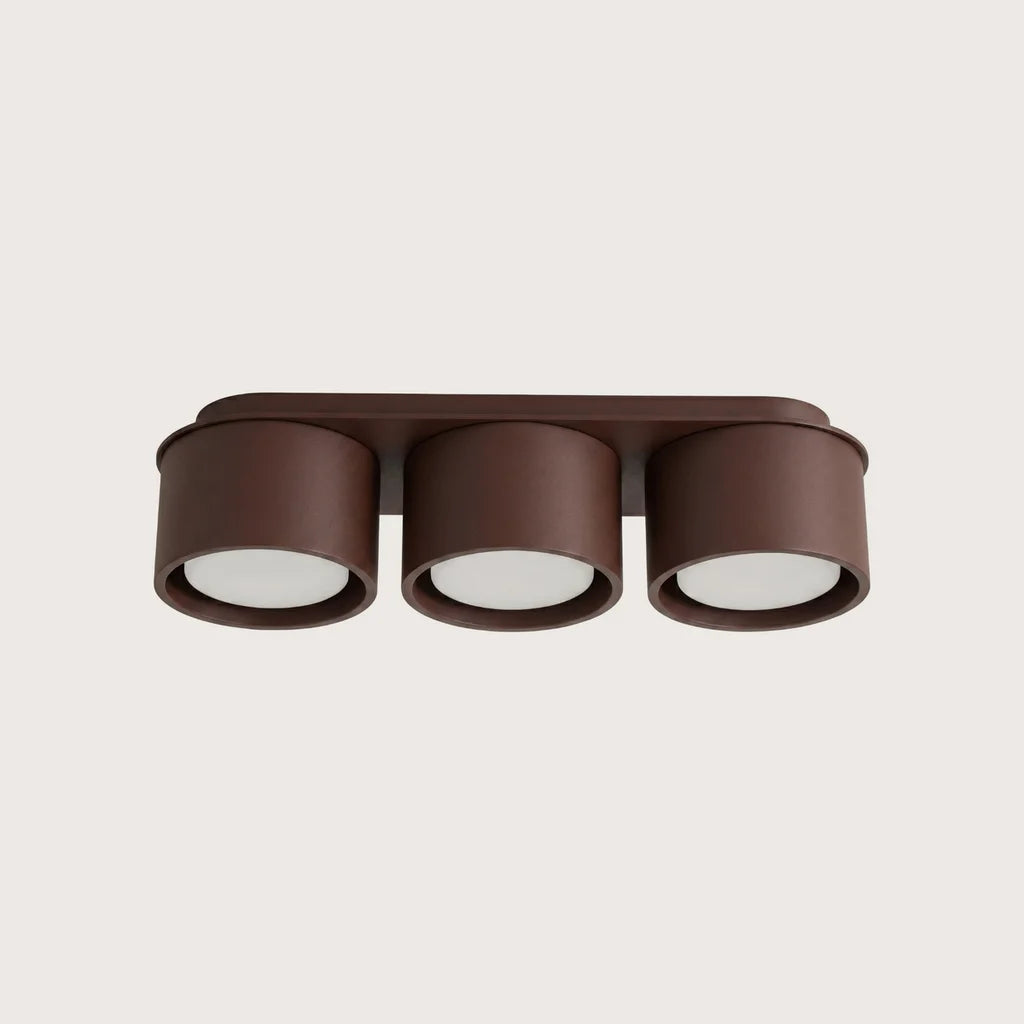 Plafonnier rond extra-plat en aluminium, coloris marron (3 lumières)