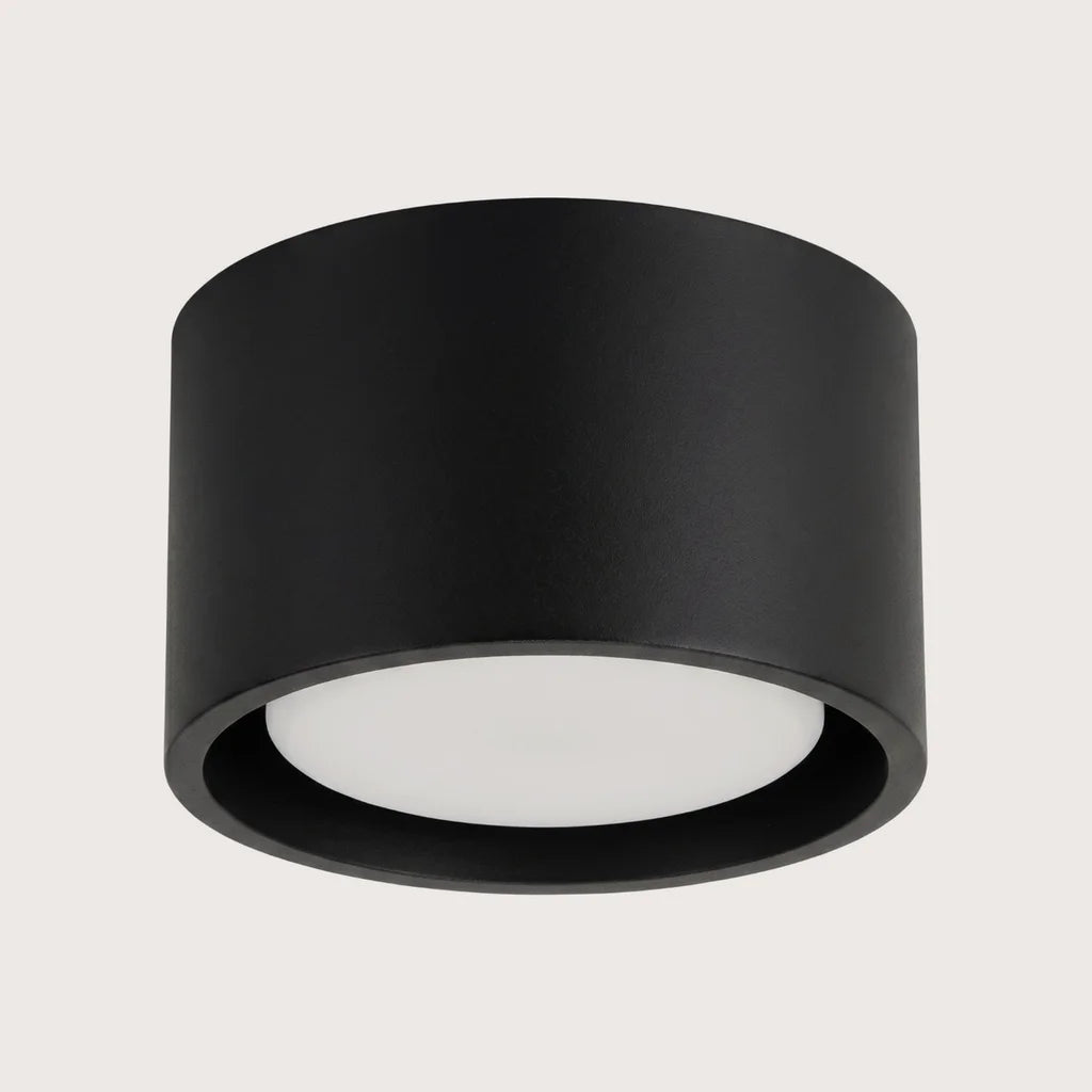 Plafonnier rond extra-plat en aluminium, coloris noir (1 lumière)