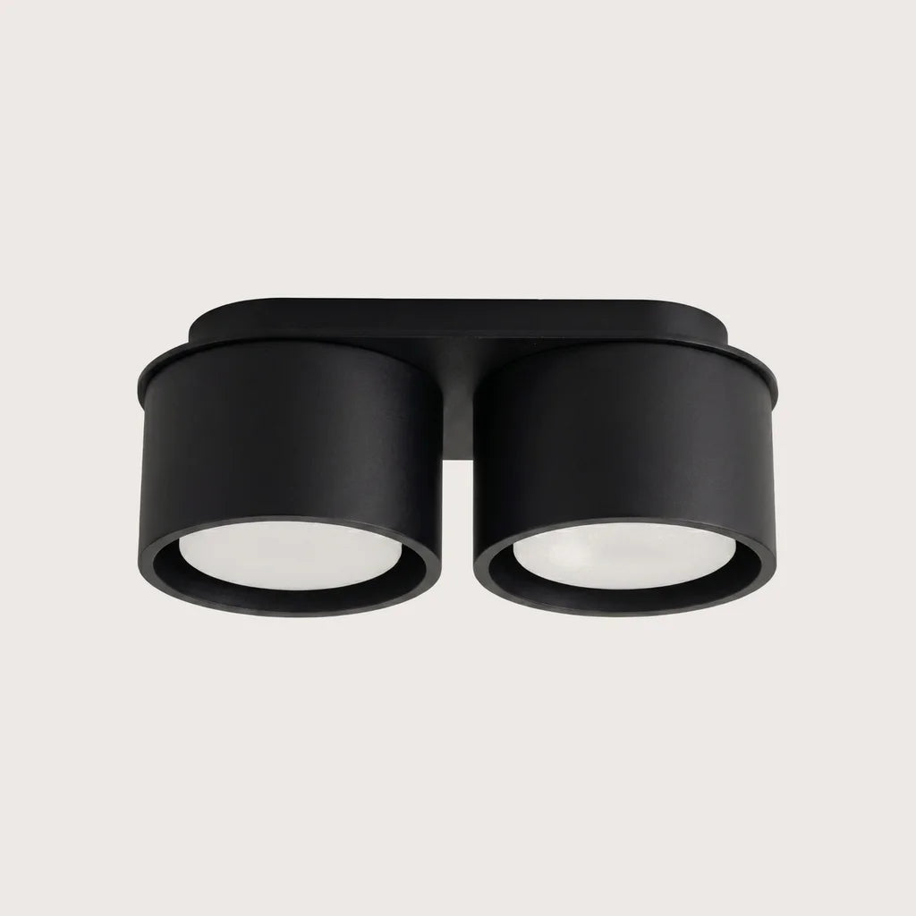 Plafonnier rond extra-plat en aluminium, coloris noir (2 lumières)
