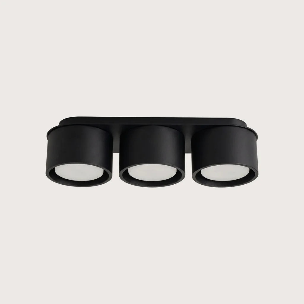 Plafonnier rond extra-plat en aluminium, coloris noir (3 lumières)