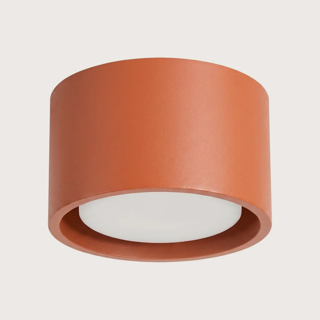 Plafonnier rond extra-plat en aluminium, coloris ocre rouge (1 lumière)