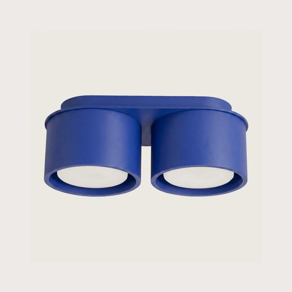 Plafonnier rond extra-plat en aluminium, coloris outremer (2 lumières)