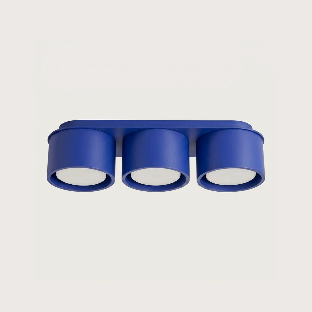 Plafonnier rond extra-plat en aluminium, coloris outremer (3 lumières)