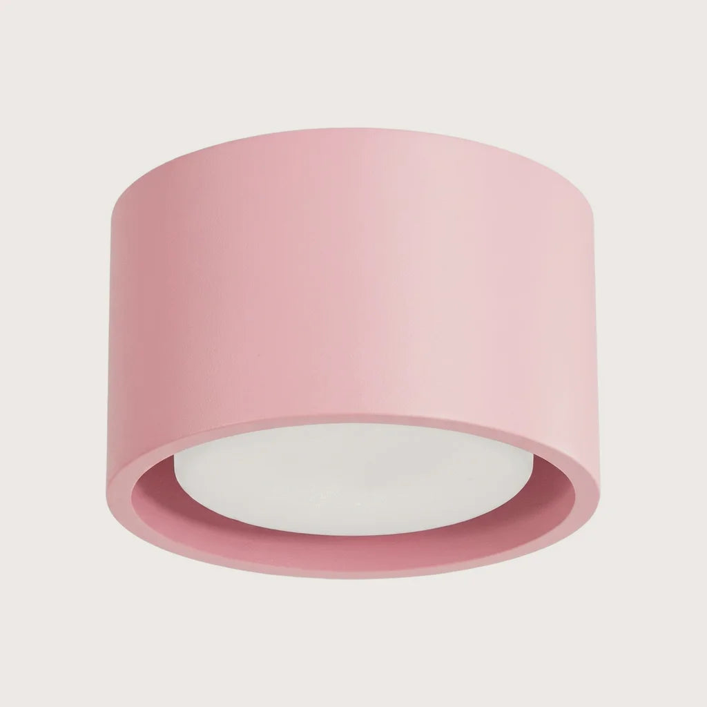 Plafonnier rond extra-plat en aluminium, coloris rose (1 lumière)