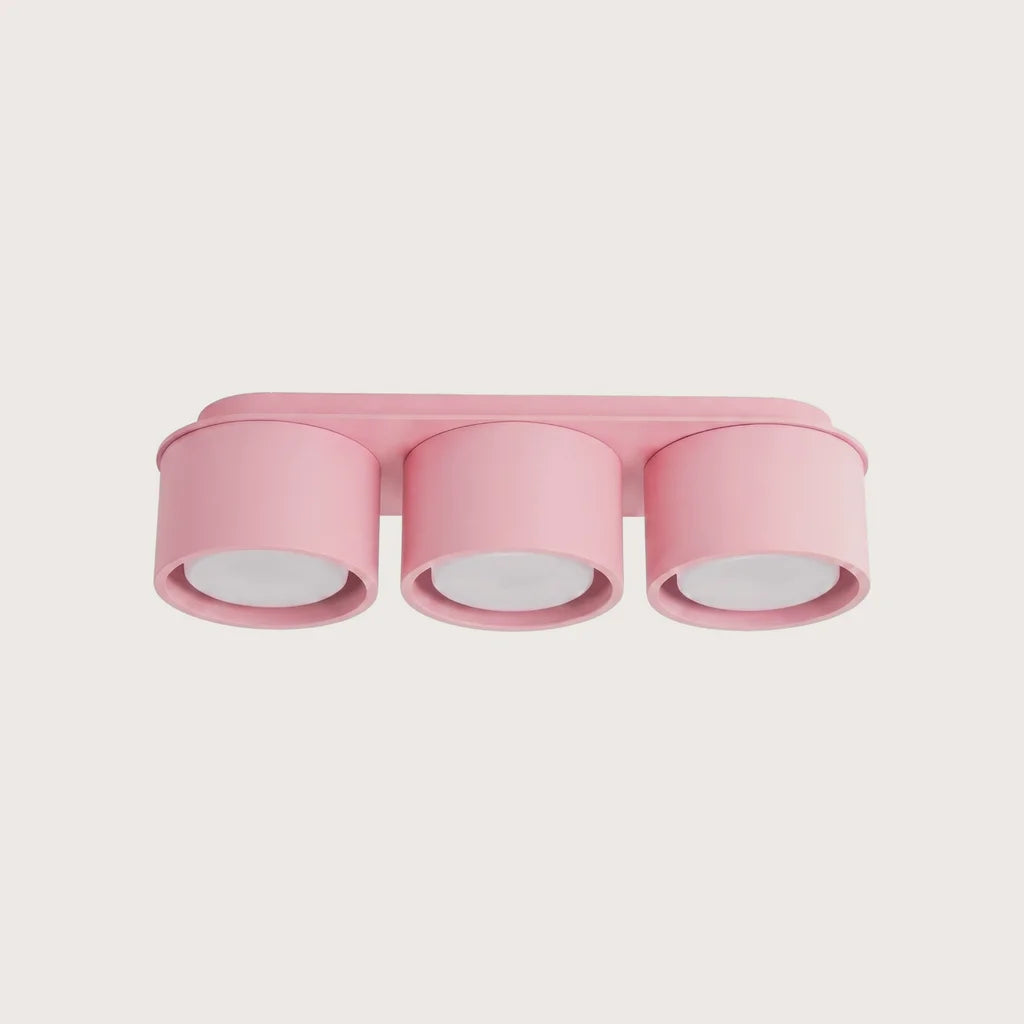 Plafonnier rond extra-plat en aluminium, coloris rose (3 lumières)
