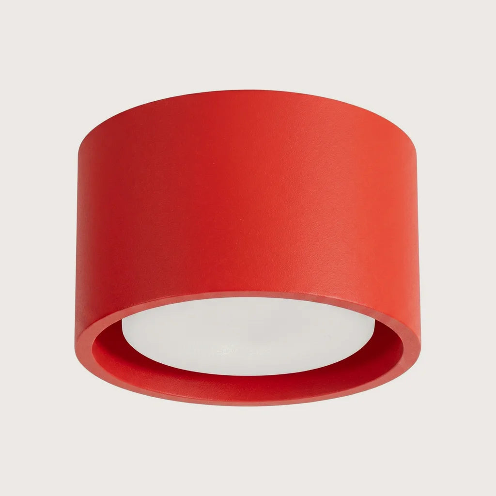 Plafonnier rond extra-plat en aluminium, coloris rouge (1 lumière)