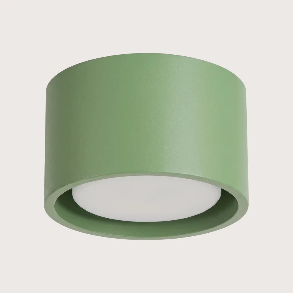 Plafonnier rond extra-plat en aluminium, coloris sauge (1 lumière)