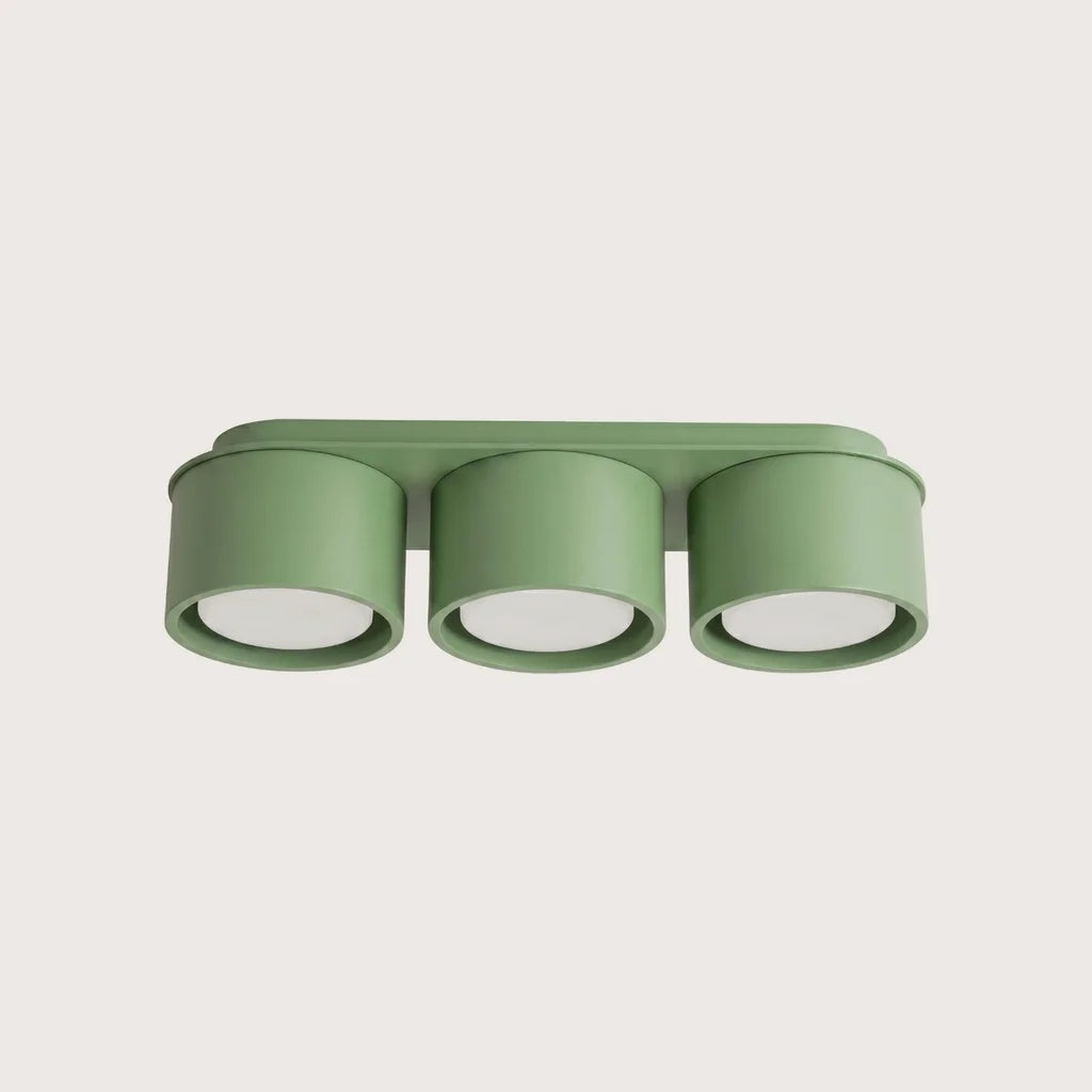 Plafonnier rond extra-plat en aluminium, coloris sauge (3 lumières)