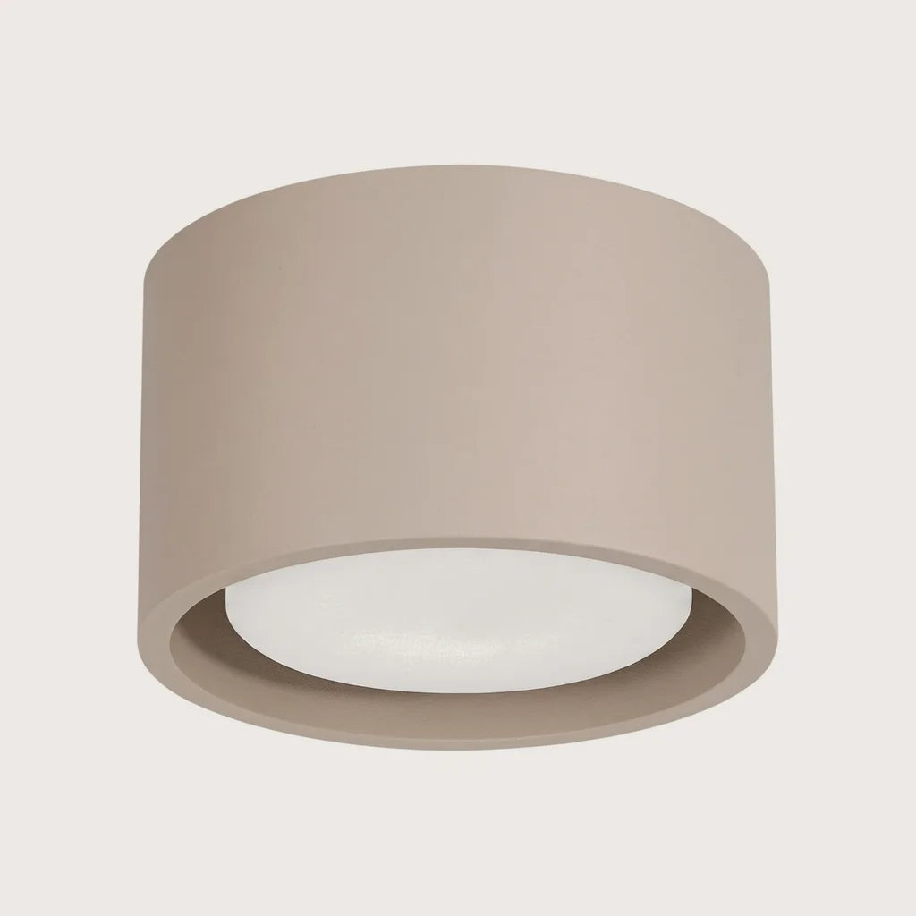 Plafonnier rond extra-plat en aluminium, coloris taupe (1 lumière)