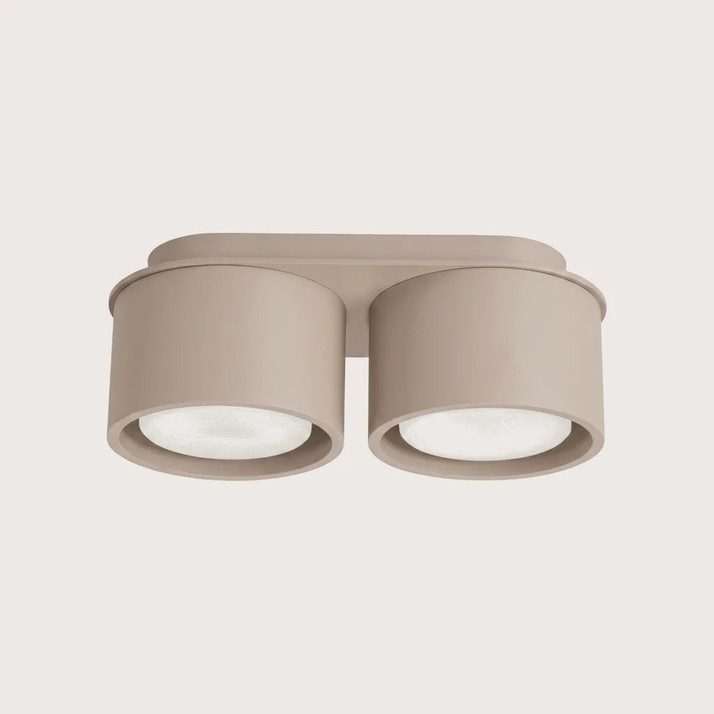 Plafonnier rond extra-plat en aluminium, coloris taupe (2 lumières)