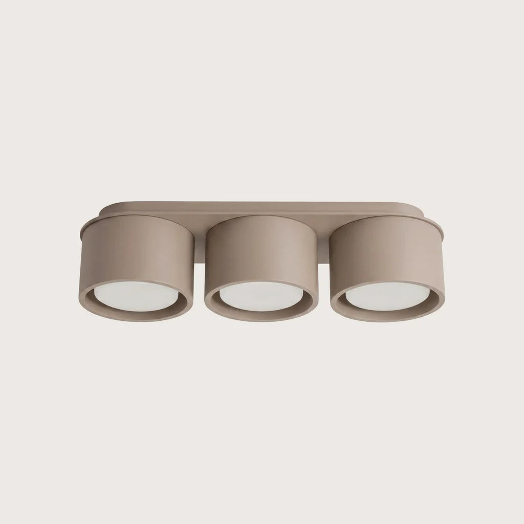 Plafonnier rond extra-plat en aluminium, coloris taupe (3 lumières)