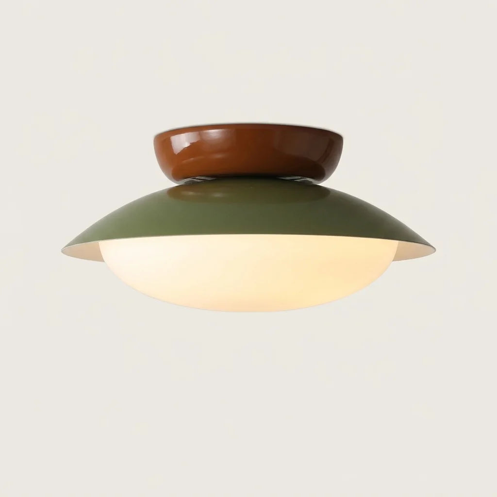 Plafonnier soucoupe rétro vert olive