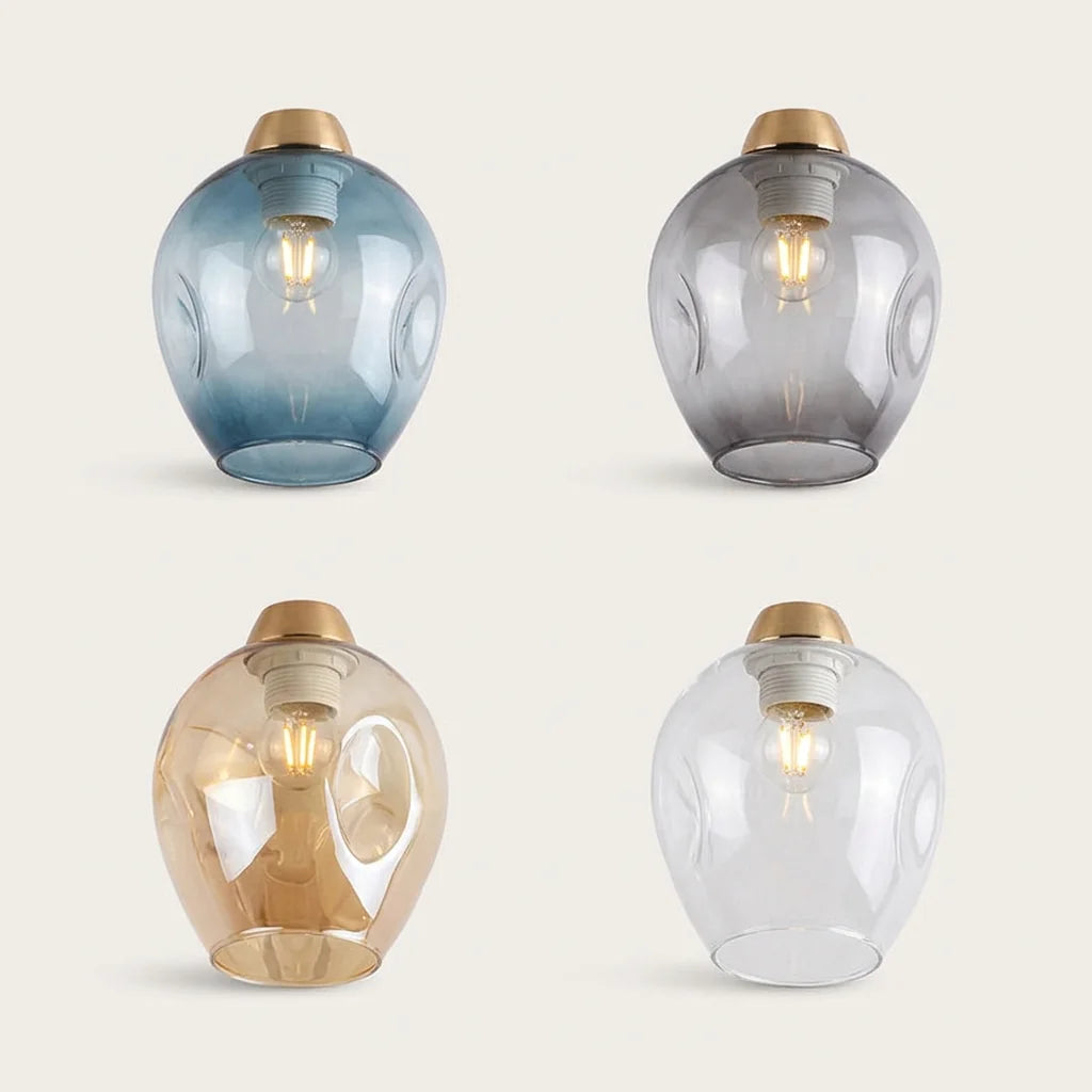 Couleurs des globes : dégradé bleu, gris fumé, cognac et transparent