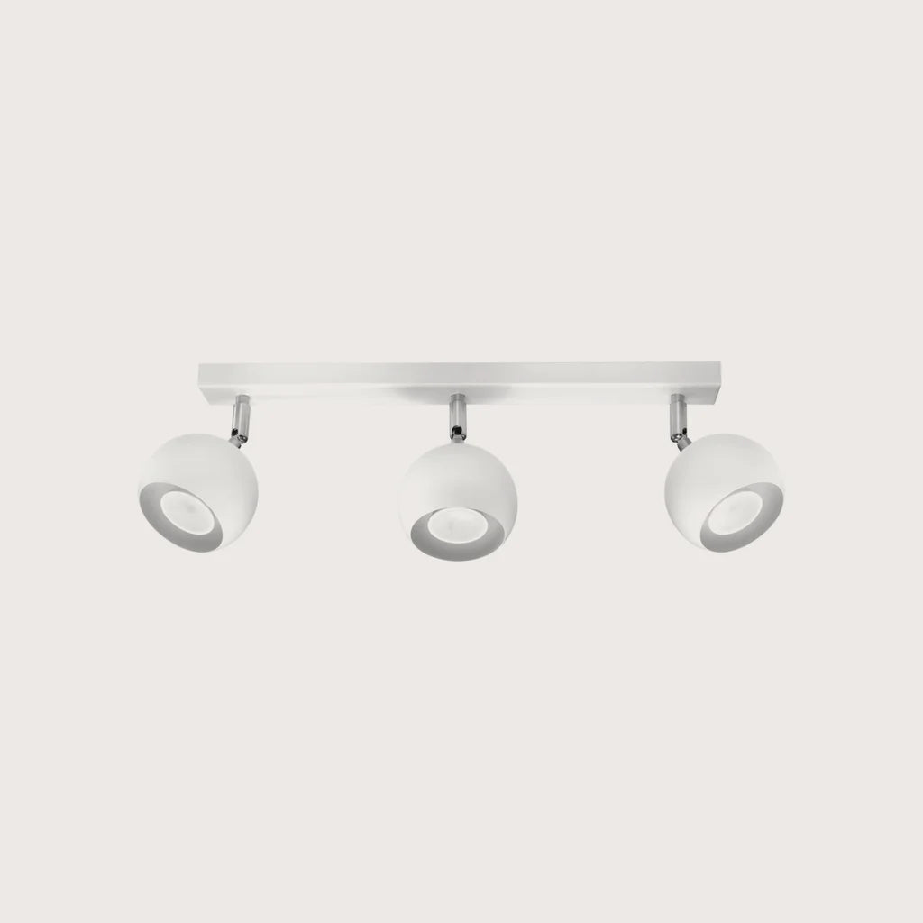 Plafonnier spots boules orientables, coloris blanc (3 lumières – barre 45 cm)