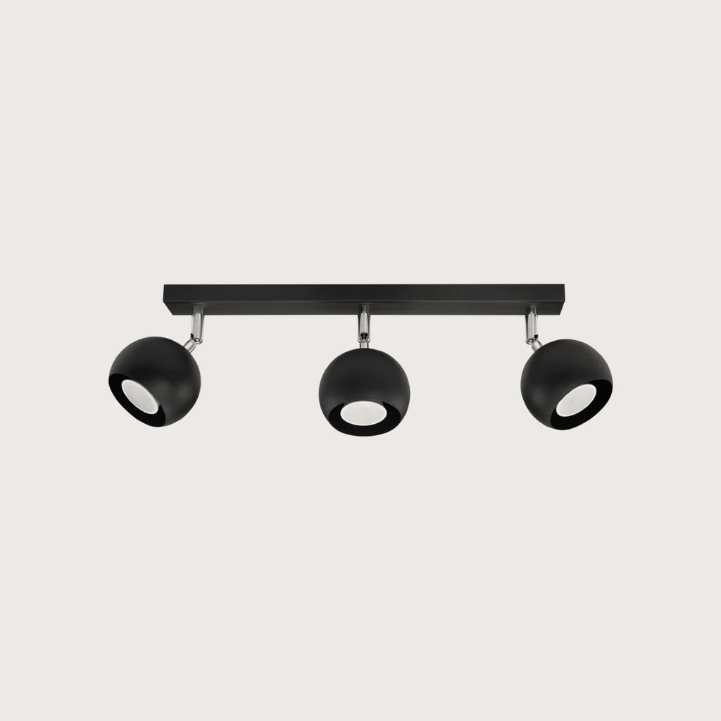 Plafonnier spots boules orientables, coloris noir (3 lumières – barre 45 cm)
