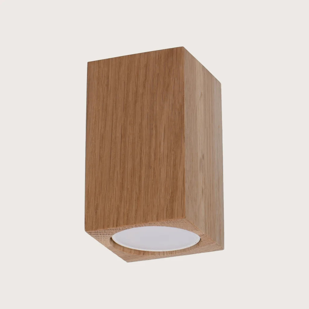 Plafonnier spots carrés en chêne (1 lumière – hauteur 10 cm)