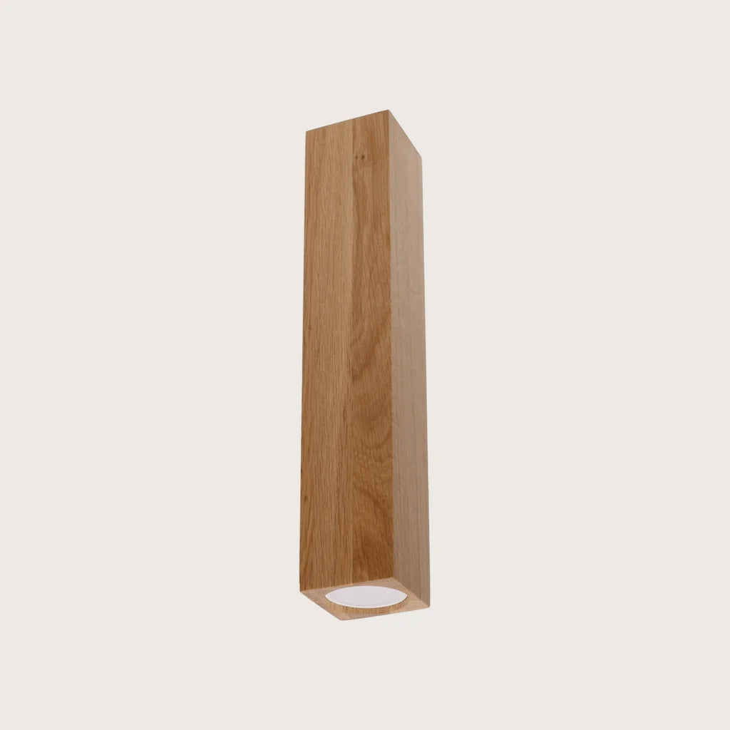Plafonnier spots carrés en chêne (1 lumière – hauteur 30 cm)
